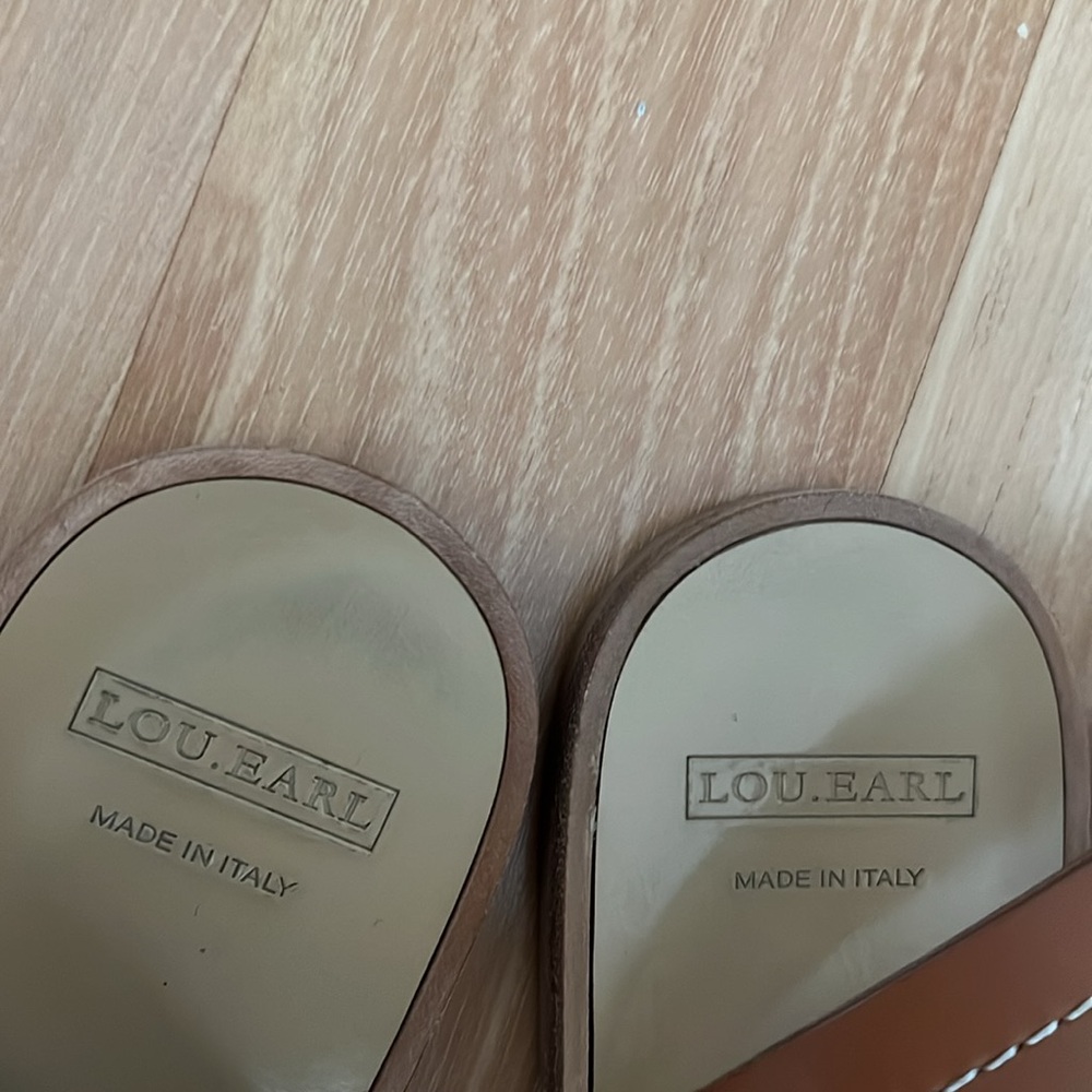 Lou.Earl Tan Leather Sandals with Gold Accents - Picture 13 of 16